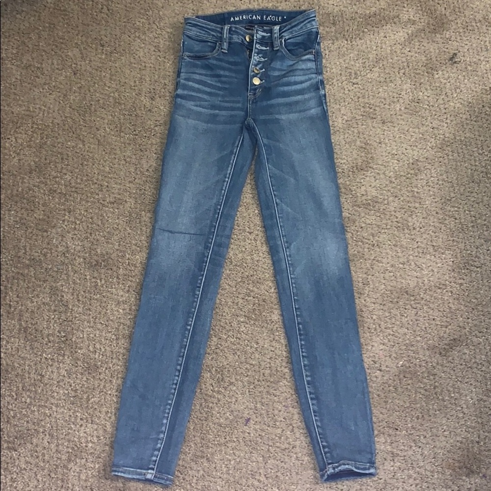 American Eagle Super Hi-Rise Button Up Jeggings